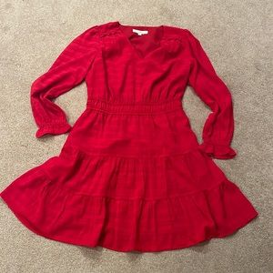 Loft long sleeve red dress